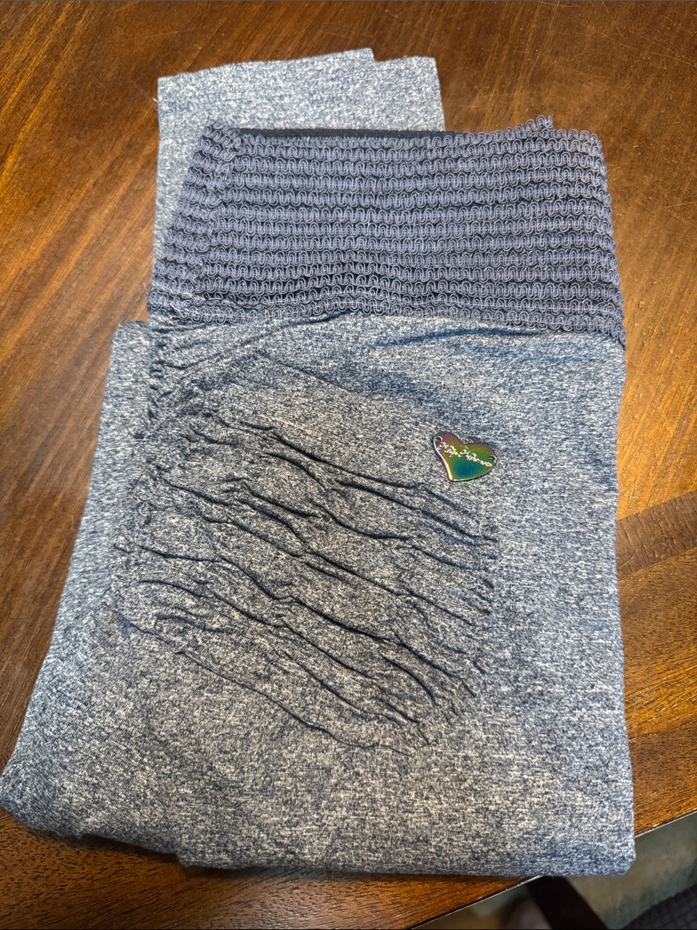 Cute Booty Lounge Gray Scrunch Leggings with Rainbow Heart Pin